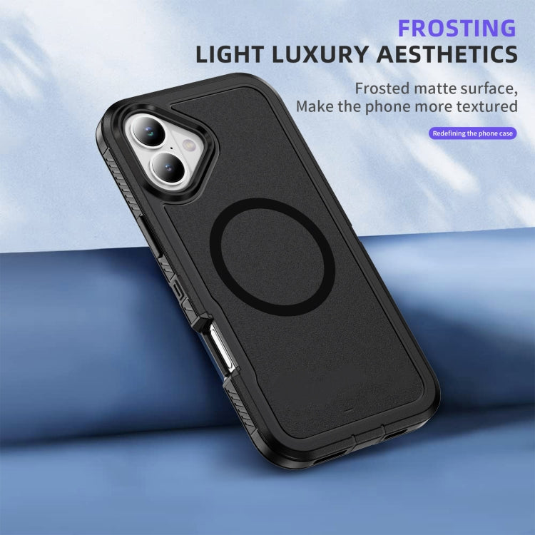 For iPhone 16 Plus Guard Magsafe Magnetic Ring Matte Phone Case(Black) - iPhone 16 Plus Cases by buy2fix | Online Shopping UK | buy2fix