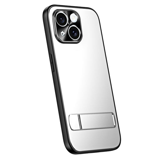 For iPhone 15 Plus R-JUST RJ-61 Electroplating Frosted TPU + PC Phone Case with Holder(Silver)