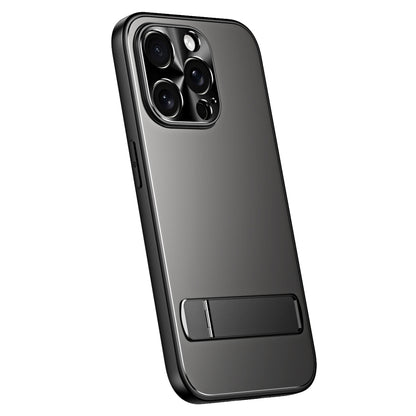 For iPhone 15 Pro R-JUST RJ-61 Electroplating Frosted TPU + PC Phone Case with Holder(Grey) - iPhone 15 Pro Cases by R-JUST | Online Shopping UK | buy2fix