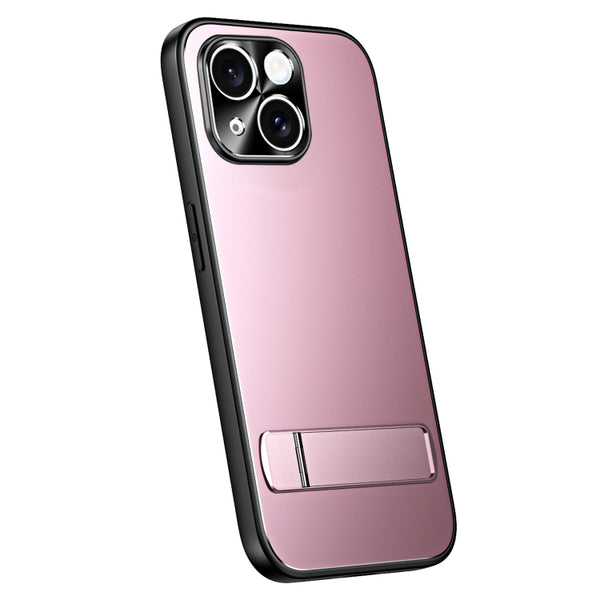 For iPhone 13 R-JUST RJ-61 Electroplating Frosted TPU + PC Phone Case with Holder(Pink) by R-JUST