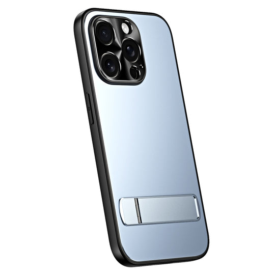 For iPhone 12 Pro Max R-JUST RJ-61 Electroplating Frosted TPU + PC Phone Case with Holder(Blue)