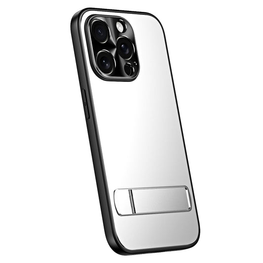 For iPhone 12 Pro R-JUST RJ-61 Electroplating Frosted TPU + PC Phone Case with Holder(Silver) - iPhone 12 / 12 Pro Cases by R-JUST | Online Shopping UK | buy2fix