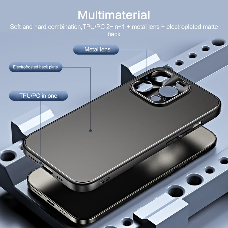 For iPhone 14 Plus R-JUST RJ-61 Electroplating Frosted TPU + PC Phone Case with Holder(Grey) by R-JUST