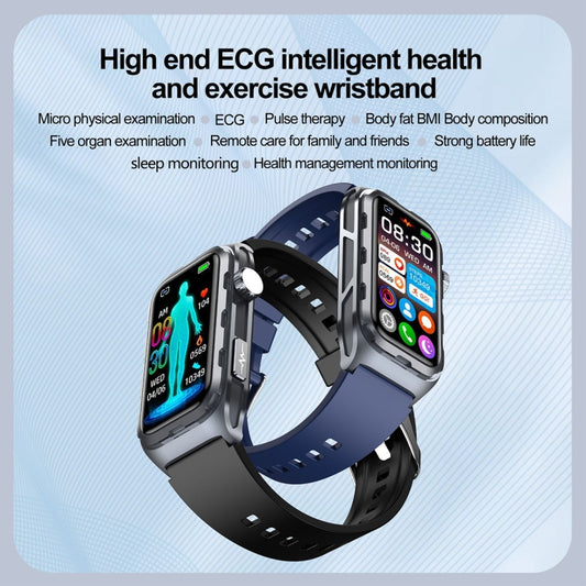 TK79 1.47 inch IP68 Waterproof Smart Watch, Support ECG / Blood Glucose / Blood Oxygen Monitoring / Uric Acid(Black) by buy2fix