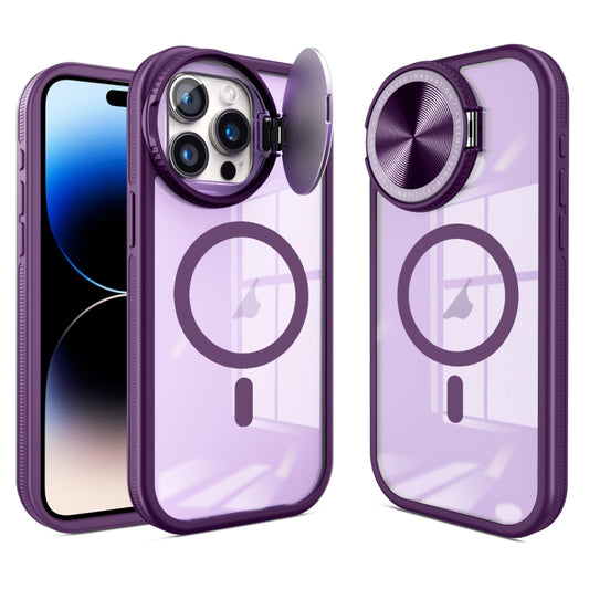 For iPhone 14 Pro Round Camshield MagSafe TPU Hybrid PC Phone Case(Purple) - iPhone 14 Pro Cases by buy2fix | Online Shopping UK | buy2fix