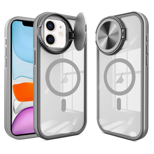 For iPhone 11 Round Camshield MagSafe TPU Hybrid PC Phone Case(Grey) by buy2fix