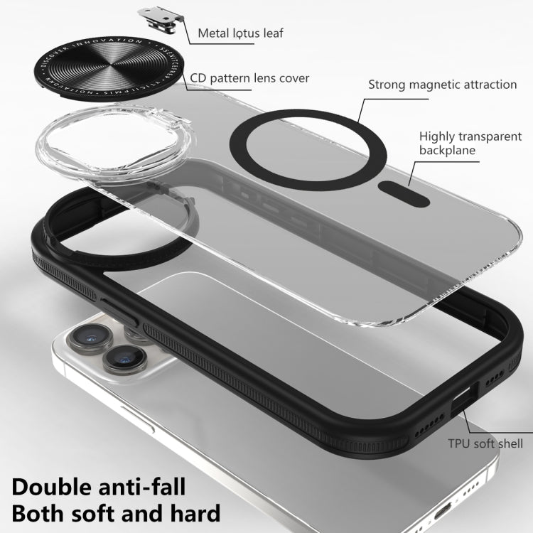 For iPhone 15 Plus Round Camshield MagSafe TPU Hybrid PC Phone Case(Black) - iPhone 15 Plus Cases by buy2fix | Online Shopping UK | buy2fix