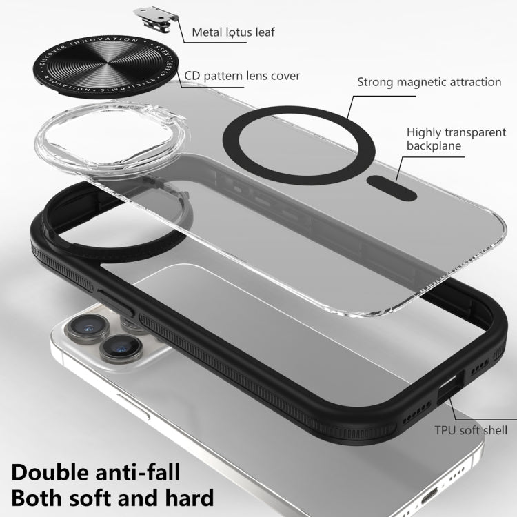For iPhone 15 Round Camshield MagSafe TPU Hybrid PC Phone Case(Black) - iPhone 15 Cases by buy2fix | Online Shopping UK | buy2fix