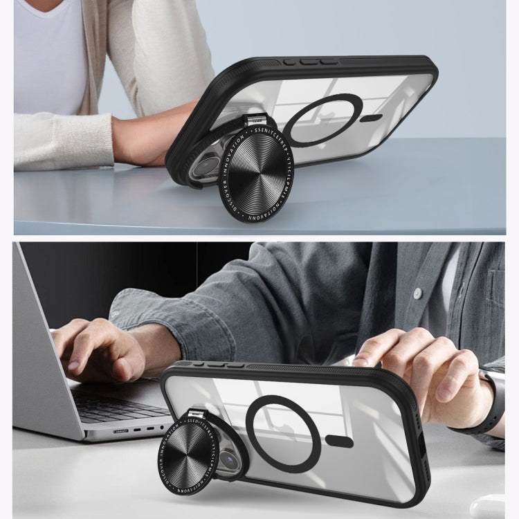 For iPhone 13 Pro Round Camshield MagSafe TPU Hybrid PC Phone Case(Purple) by buy2fix