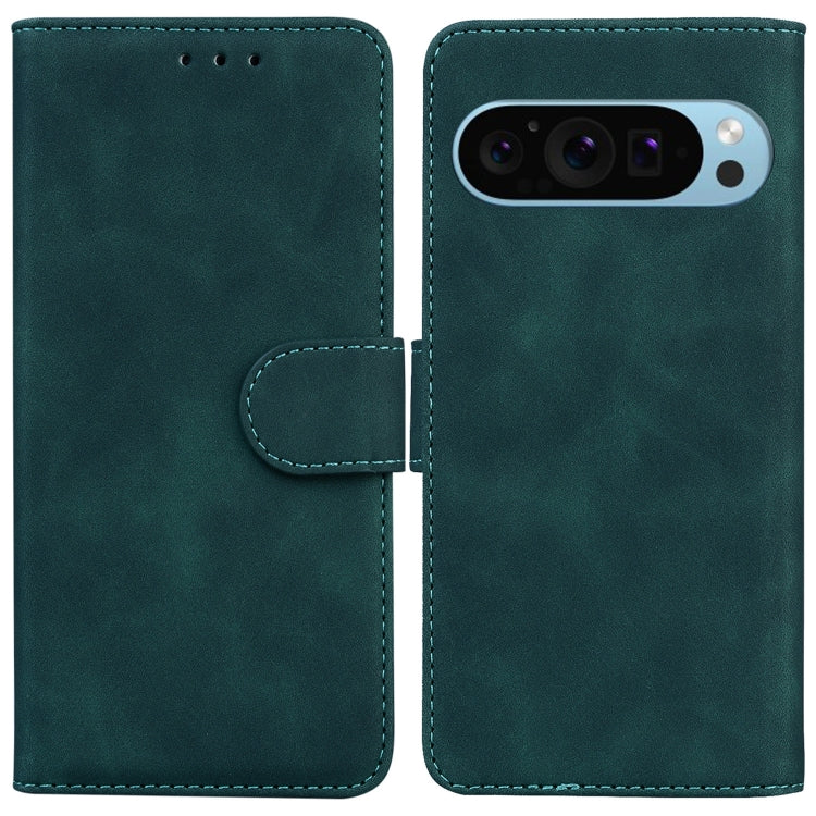 For Google Pixel 9 Pro Skin Feel Pure Color Flip Leather Phone Case(Green) by buy2fix