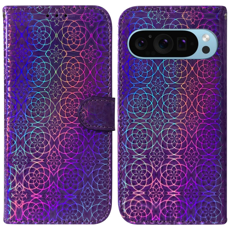 For Google Pixel 9 Pro Colorful Magnetic Buckle Leather Phone Case(Purple) by buy2fix