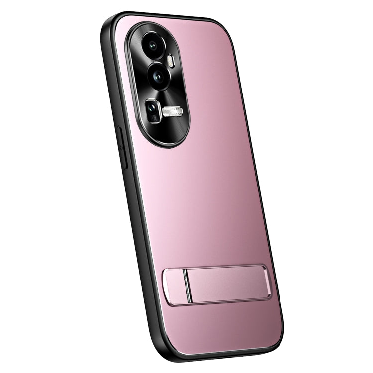 For OPPO Reno10 / Reno10 Pro Global R-JUST RJ-61 Electroplating Frosted TPU + PC Phone Case with Holder(Pink) - OPPO Cases by R-JUST | Online Shopping UK | buy2fix