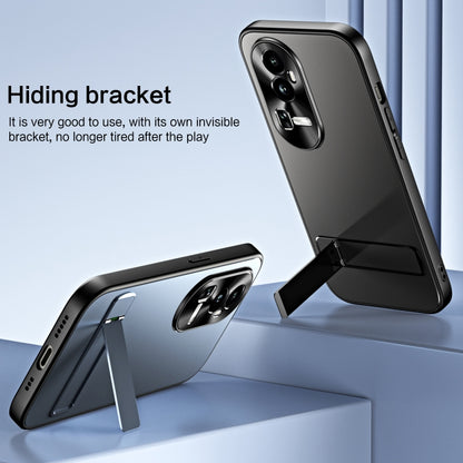 For OPPO Reno10 Pro+ Global R-JUST RJ-61 Electroplating Frosted TPU + PC Phone Case with Holder(Grey) - OPPO Cases by R-JUST | Online Shopping UK | buy2fix