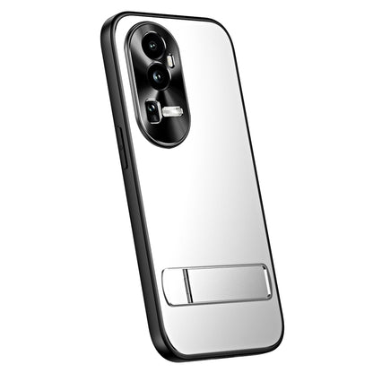 For OPPO Reno10 Pro+ Global R-JUST RJ-61 Electroplating Frosted TPU + PC Phone Case with Holder(Silver) - OPPO Cases by R-JUST | Online Shopping UK | buy2fix