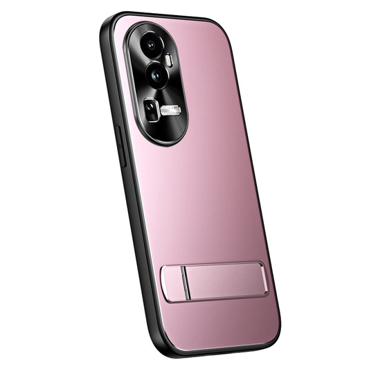 For OPPO Reno10 Pro+ Global R-JUST RJ-61 Electroplating Frosted TPU + PC Phone Case with Holder(Pink) - OPPO Cases by R-JUST | Online Shopping UK | buy2fix