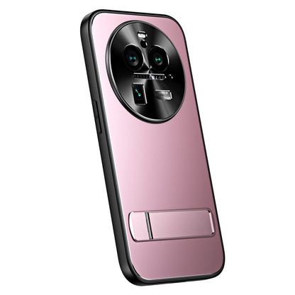For OPPO Find X6 Pro R-JUST RJ-61 Electroplating Frosted TPU + PC Phone Case with Holder(Pink) - OPPO Cases by R-JUST | Online Shopping UK | buy2fix