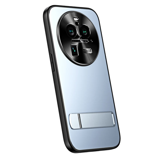 For OPPO Find X6 Pro R-JUST RJ-61 Electroplating Frosted TPU + PC Phone Case with Holder(Blue)