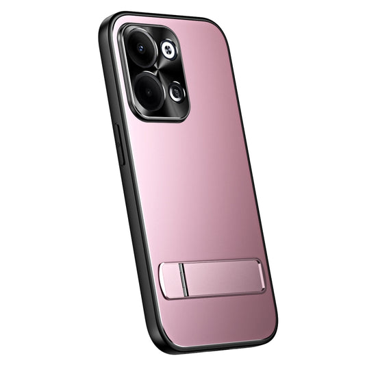 For OPPO Reno9 / Reno9 Pro R-JUST RJ-61 Electroplating Frosted TPU + PC Phone Case with Holder(Pink) - OPPO Cases by R-JUST | Online Shopping UK | buy2fix