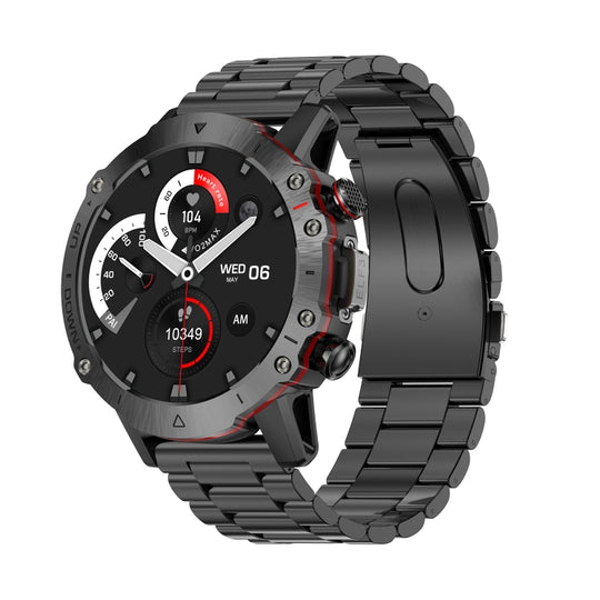 LEMFO ELF3 1.39 inch TFT Round Screen Outdoor Steel Strap Smart Watch Supports Blood Oxygen Monitoring(Black)