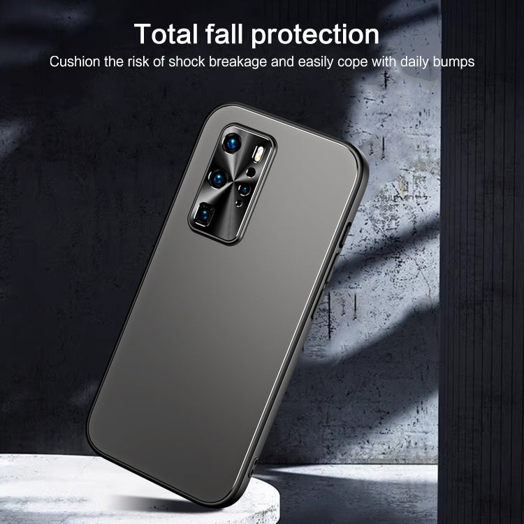 For Huawei P40 R-JUST RJ-61 Electroplating Frosted TPU + PC Phone Case with Holder(Grey) - Huawei Cases by R-JUST | Online Shopping UK | buy2fix