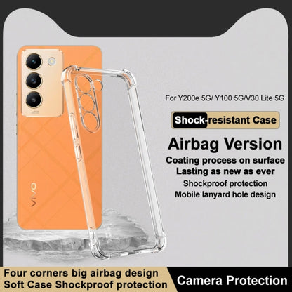 For vivo V30 Lite 5G imak Shockproof Airbag TPU Phone Case(Transparent) - vivo Tempered Glass by imak | Online Shopping UK | buy2fix