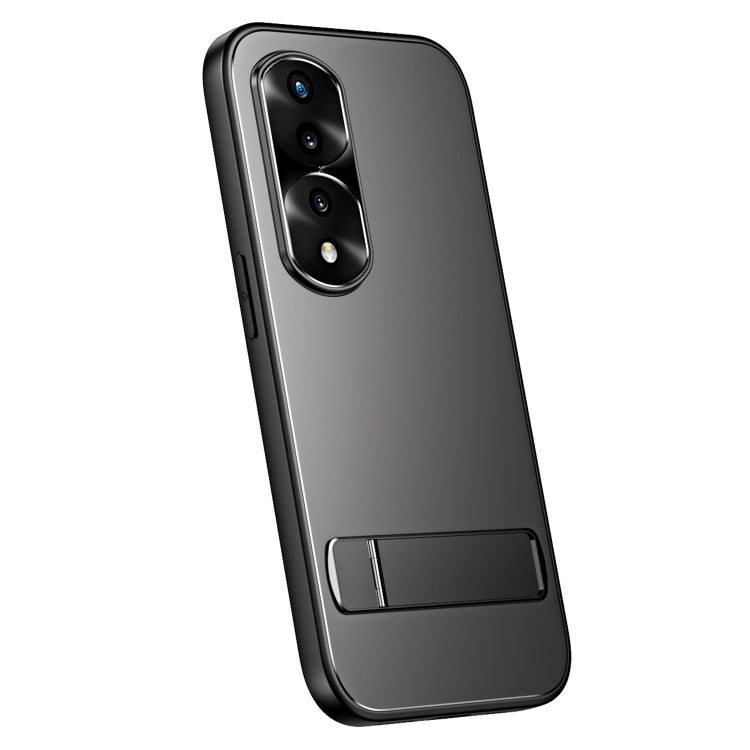 For Honor 70 R-JUST RJ-61 Electroplating Frosted TPU + PC Phone Case with Holder(Grey) by R-JUST