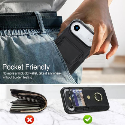 For iPhone Air Elastic Card Bag Ring Holder Phone Case(Black) - iPhone Air Cases by buy2fix | Online Shopping UK | buy2fix