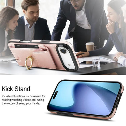 For iPhone Air Elastic Card Bag Ring Holder Phone Case(Rose Gold) - iPhone Air Cases by buy2fix | Online Shopping UK | buy2fix