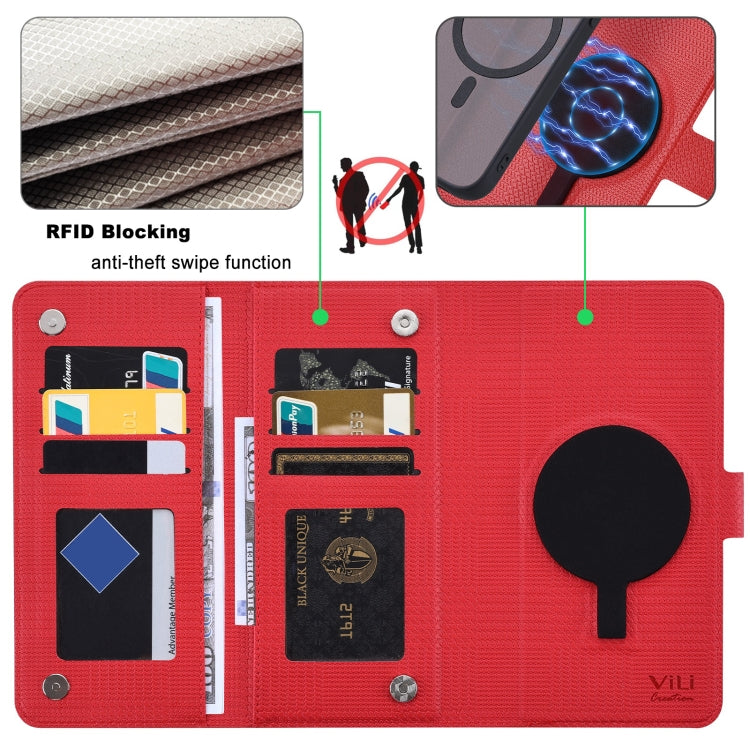 For iPhone 12 Pro Max ViLi GHA Series Shockproof MagSafe RFID Leather Attraction Horizontal Flip Phone Case(Red) - iPhone 12 Pro Max Cases by ViLi | Online Shopping UK | buy2fix