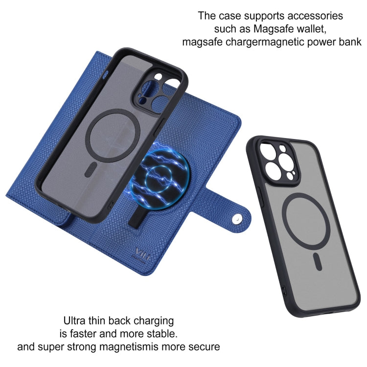 For iPhone 14 Pro ViLi GHA Series Shockproof MagSafe RFID Leather Attraction Horizontal Flip Phone Case(Blue) - iPhone 14 Pro Cases by ViLi | Online Shopping UK | buy2fix