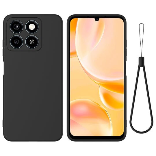 For ZTE Blade A55 / A35 Solid Color Liquid Silicone Dropproof Full Coverage Phone Case(Black)