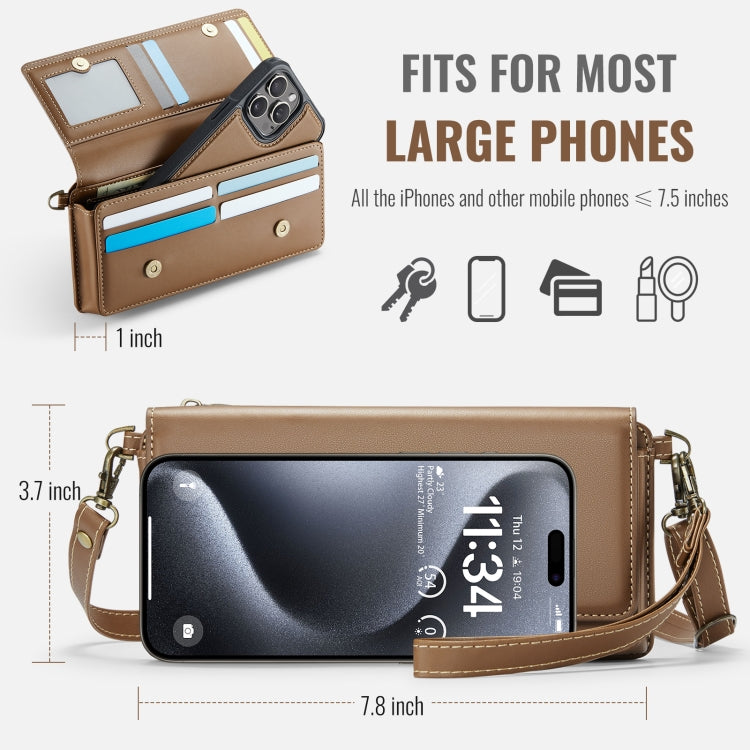 CaseMe Me30 Multi Functional Diagonal Cross Bag Phone Case(Brown) by CaseMe