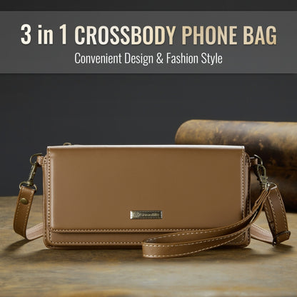 CaseMe Me30 Multi Functional Diagonal Cross Bag Phone Case(Brown) by CaseMe