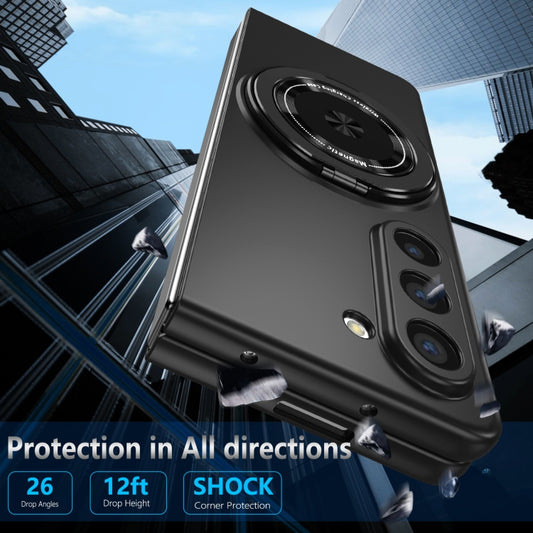 For Samsung Galaxy Z Fold4 5G 360 Degree Rotating Holder MagSafe PC Full Coverage Shockproof Phone Case(Black) by buy2fix