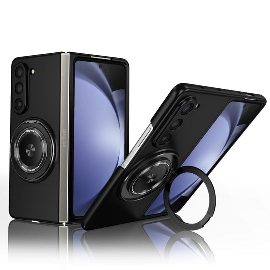 For Samsung Galaxy Z Fold5 5G 360 Degree Rotating Holder MagSafe PC Full Coverage Shockproof Phone Case(Black)