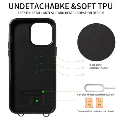 For iPhone 15 Pro Max Crossbodys Card Bag Ring Holder Leather Phone Case(Red) - iPhone 15 Pro Max Cases by buy2fix | Online Shopping UK | buy2fix