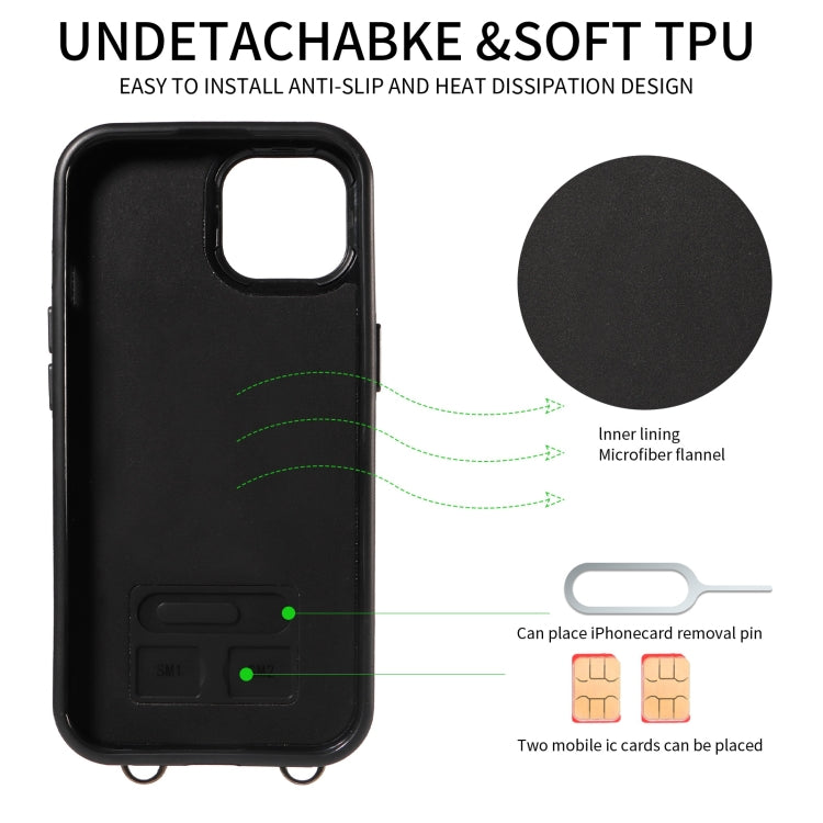 For iPhone 15 Plus Crossbodys Card Bag Ring Holder Leather Phone Case(Black) - iPhone 15 Plus Cases by buy2fix | Online Shopping UK | buy2fix