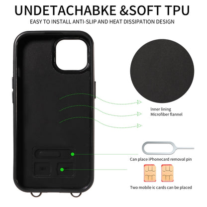 For iPhone 15 Plus Crossbodys Card Bag Ring Holder Leather Phone Case(Black) - iPhone 15 Plus Cases by buy2fix | Online Shopping UK | buy2fix