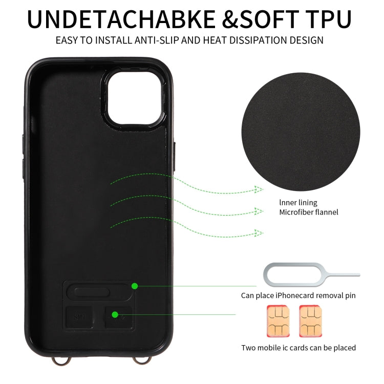 For iPhone 14 Plus Crossbodys Card Bag Ring Holder Leather Phone Case(Green) - iPhone 14 Plus Cases by buy2fix | Online Shopping UK | buy2fix