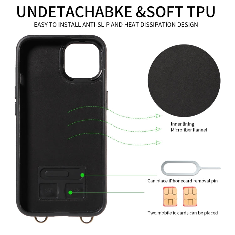 For iPhone 14 Crossbodys Card Bag Ring Holder Leather Phone Case(Black) - iPhone 14 Cases by buy2fix | Online Shopping UK | buy2fix
