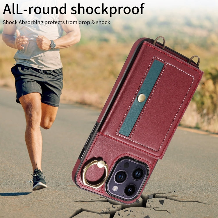 For iPhone 14 Pro Max Crossbodys Card Bag Ring Holder Leather Phone Case(Red) - iPhone 14 Pro Max Cases by buy2fix | Online Shopping UK | buy2fix