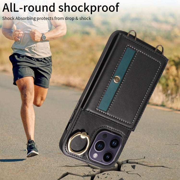 For iPhone 14 Pro Max Crossbodys Card Bag Ring Holder Leather Phone Case(Black) - iPhone 14 Pro Max Cases by buy2fix | Online Shopping UK | buy2fix