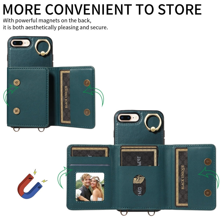 For iPhone 7 / 8 / SE 2022 Crossbodys Card Bag Ring Holder Leather Phone Case(Green) - iPhone SE 2022 / 2020 / 8 / 7 Cases by buy2fix | Online Shopping UK | buy2fix