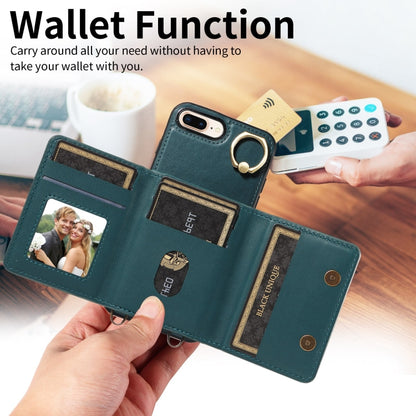 For iPhone 7 / 8 / SE 2022 Crossbodys Card Bag Ring Holder Leather Phone Case(Green) - iPhone SE 2022 / 2020 / 8 / 7 Cases by buy2fix | Online Shopping UK | buy2fix