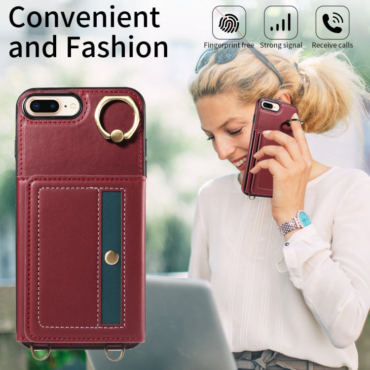 For iPhone 7 / 8 / SE 2022 Crossbodys Card Bag Ring Holder Leather Phone Case(Red) - iPhone SE 2022 / 2020 / 8 / 7 Cases by buy2fix | Online Shopping UK | buy2fix