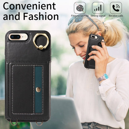 For iPhone 7 / 8 / SE 2022 Crossbodys Card Bag Ring Holder Leather Phone Case(Black) - iPhone SE 2022 / 2020 / 8 / 7 Cases by buy2fix | Online Shopping UK | buy2fix