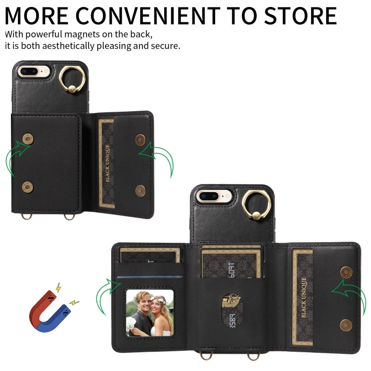 For iPhone 7 / 8 / SE 2022 Crossbodys Card Bag Ring Holder Leather Phone Case(Black) - iPhone SE 2022 / 2020 / 8 / 7 Cases by buy2fix | Online Shopping UK | buy2fix