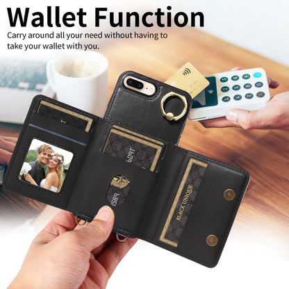 For iPhone 7 / 8 / SE 2022 Crossbodys Card Bag Ring Holder Leather Phone Case(Black) - iPhone SE 2022 / 2020 / 8 / 7 Cases by buy2fix | Online Shopping UK | buy2fix
