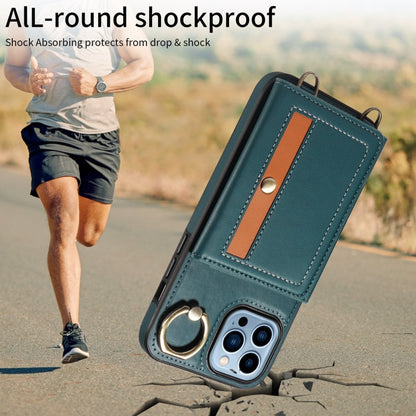 For iPhone 13 Pro Max Crossbodys Card Bag Ring Holder Leather Phone Case(Green) - iPhone 13 Pro Max Cases by buy2fix | Online Shopping UK | buy2fix