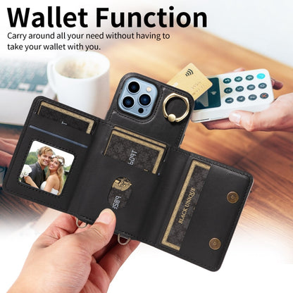 For iPhone 13 Pro Max Crossbodys Card Bag Ring Holder Leather Phone Case(Black) - iPhone 13 Pro Max Cases by buy2fix | Online Shopping UK | buy2fix